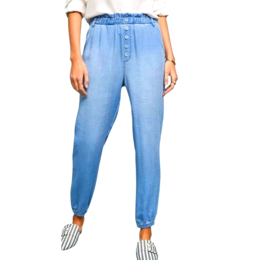💙 Anthropologie Light Blue Button-Front Joggers 💙